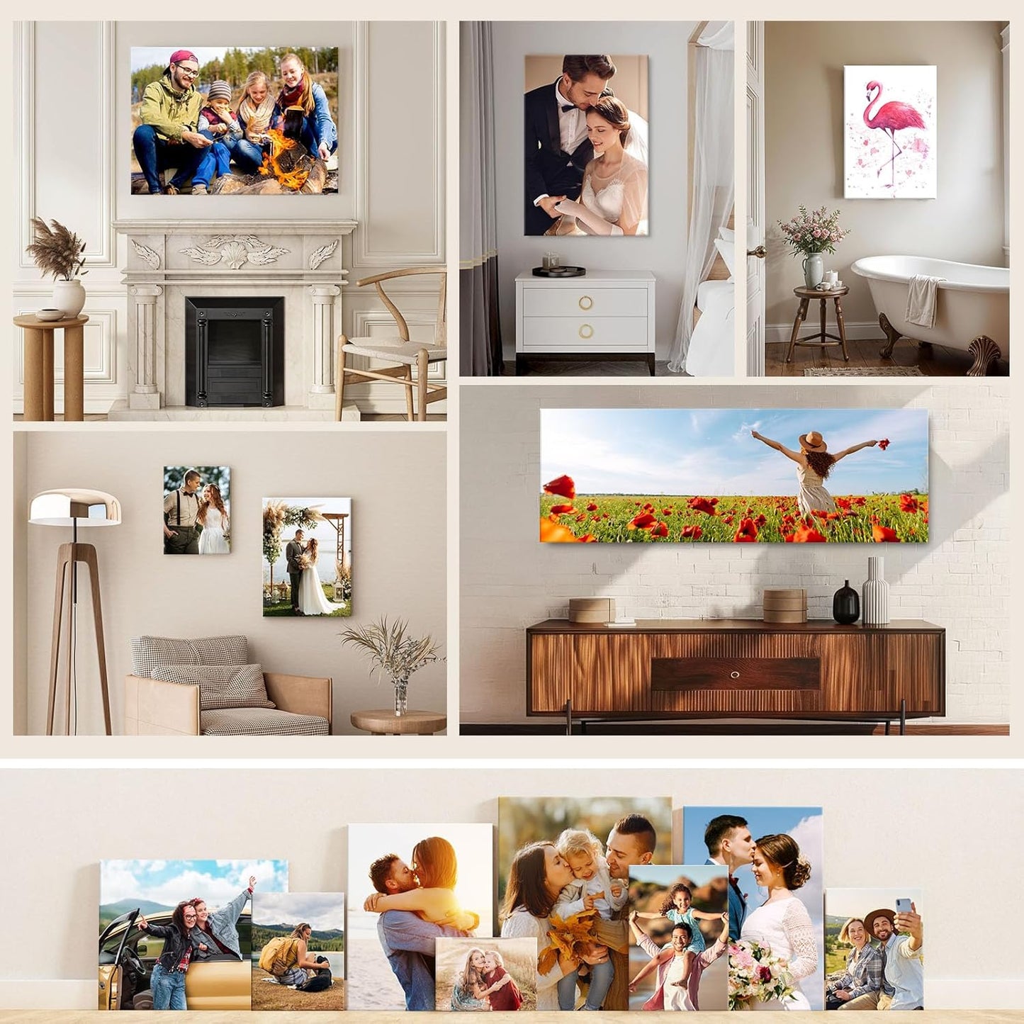 4pcs DIY Wooden Canvas Stretcher Bars Canvas Frame Kit for Gallery Wraps – Sturdy Solid Wood Bars for Oil Paintings, Gallery, Posters, Diamond Painting, Home Studio Wall Decor