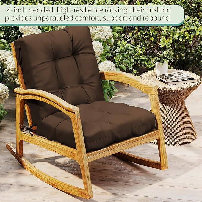 Outdoor Chair Cushions Set of 2, High Back Soft Seat Pad - Image 3