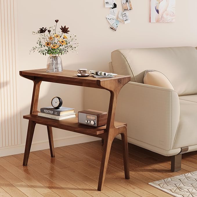 Solid Wood End Table, 2-Tier Side Table by TribewoodbyTribesigns