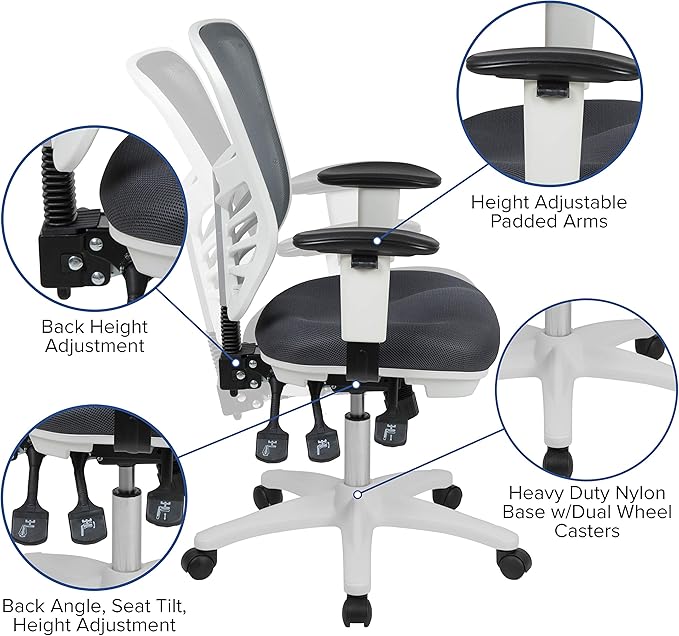 Flash Furniture Nicholas Mid-Back Swivel Office and Gaming Chair, Ergonomic - Image 4