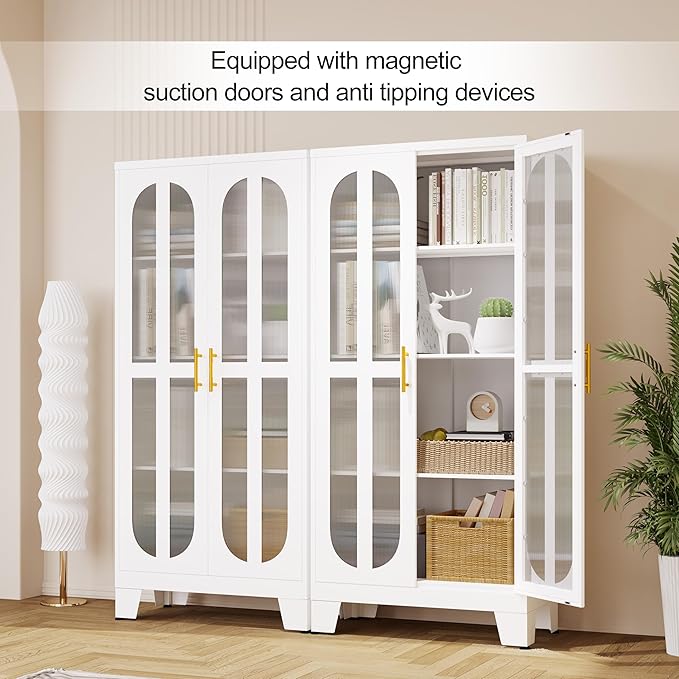 PAOFIN 61.02" Metal Display Storage Cabinet, Tall Kitchen Pantry Cabinets - Image 5