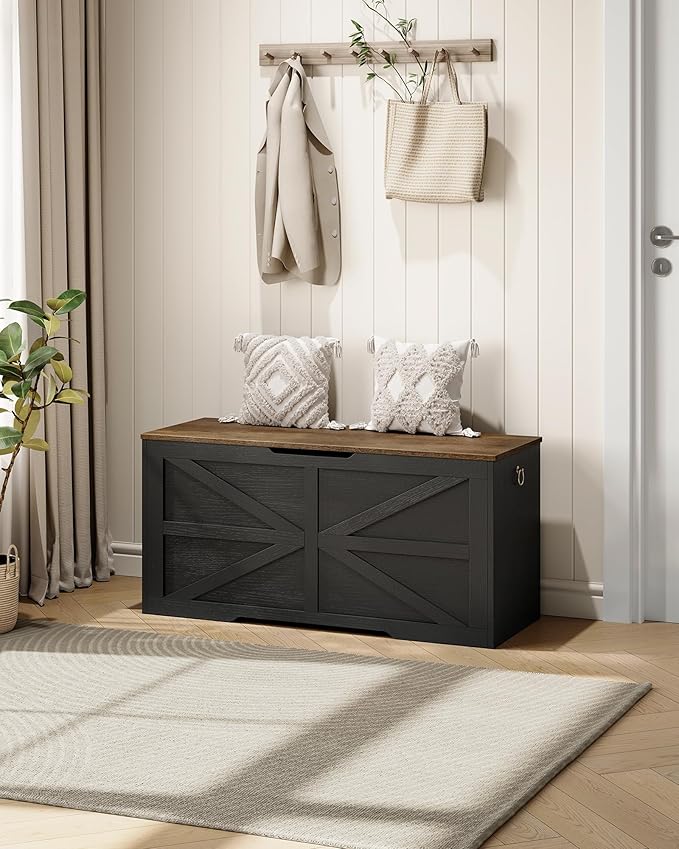 CHOEZON Storage Chest, 39.4" Wooden Storage Trunk, Modern Storage Bench - Image 4