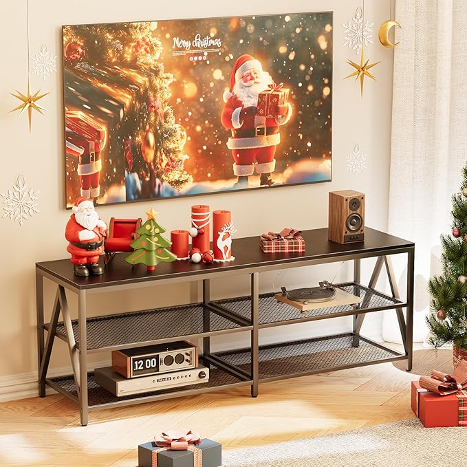 55 inch TV Stand with 3-Tier Open Shelf, Entertainment Center with Power - Image 3