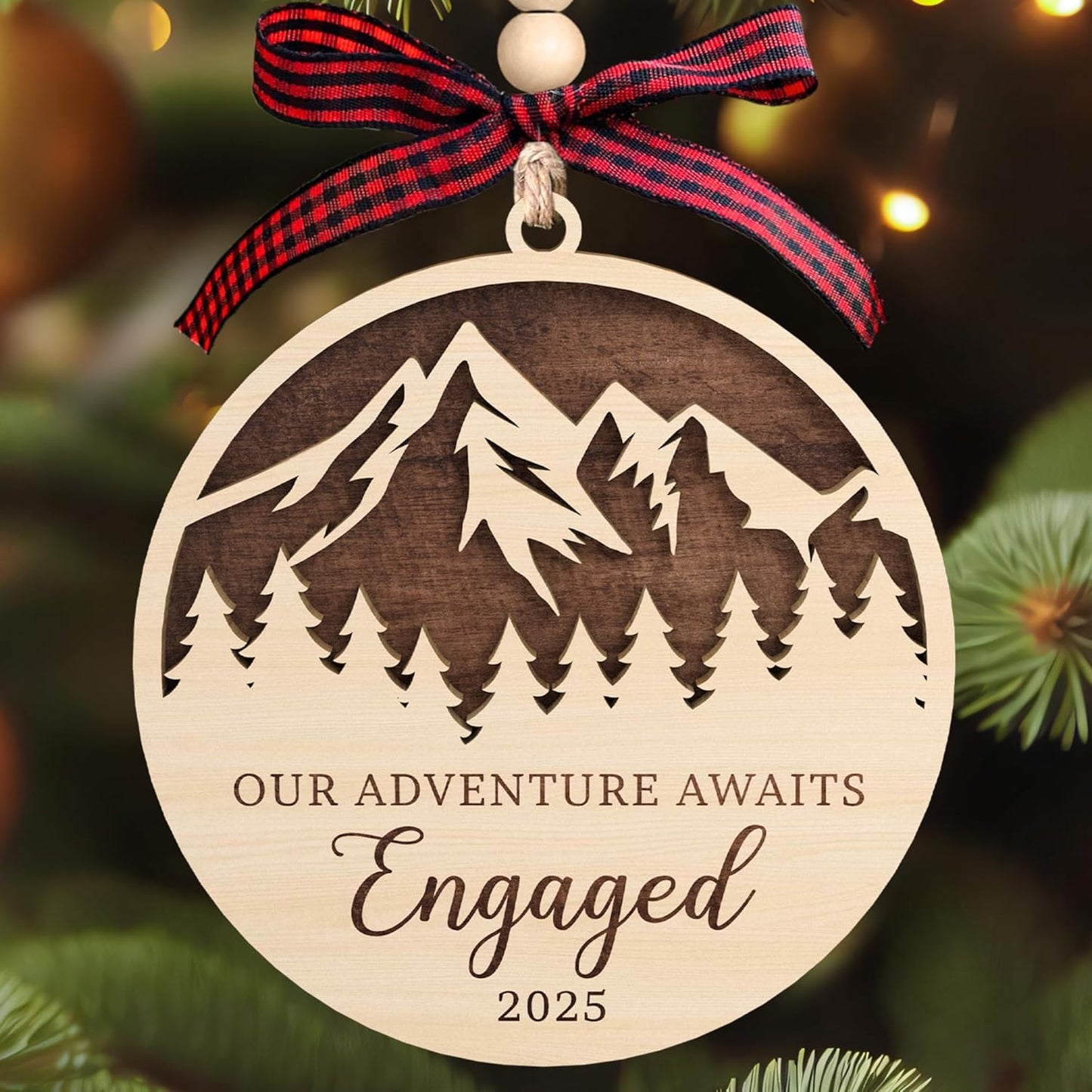 Pawzity Engagement Gifts for Couples - Engagement Gifts for Women, Her, Bride to Be, Couple - Just Engaged Gift for Her, Friends - Engaged Ornament 2025 - Newly Fiance Gift for Her - Wood Ornament