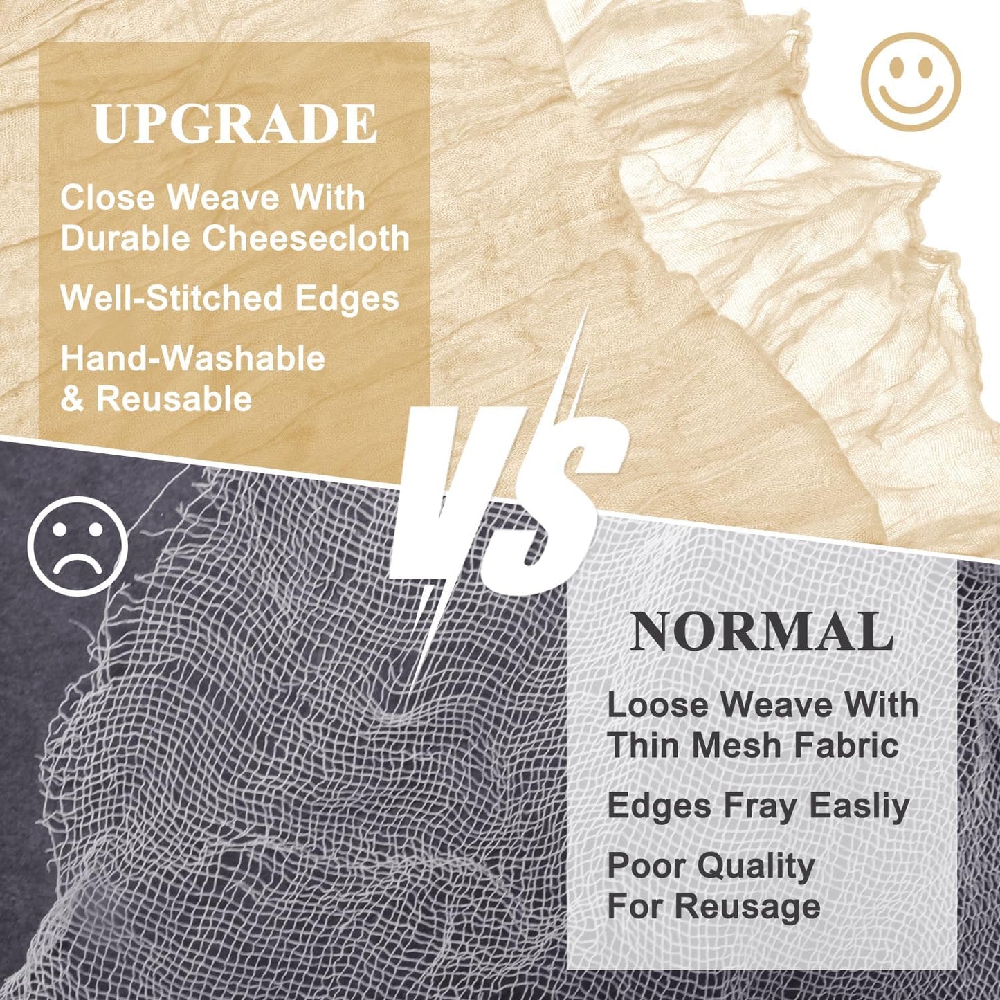 Asee'm 6pcs Cheesecloth Table Runner 120 Inches Long Sand Boho Gauze Cheese Cloth Runner 10FT Rustic Sheer Table Runners for Christmas Wedding Party Baby Shower Spring Easter Decoration