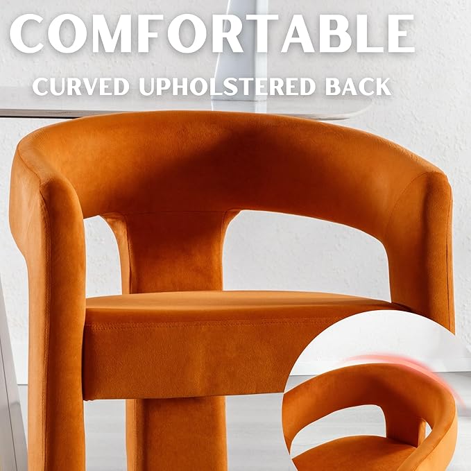 RIVOVA Modern Barrel Dining Chairs Set of 3, Velvet Upholstered Accent Side - Image 4