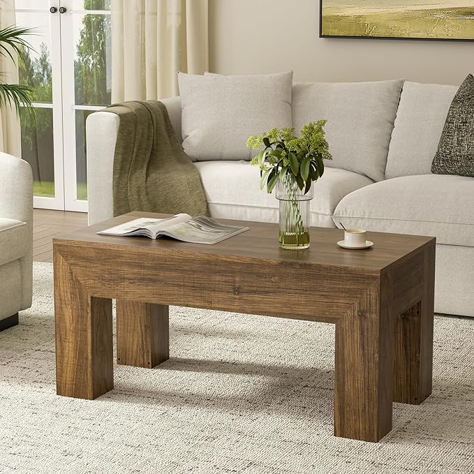 FABATO 41.7'' Lift Top Coffee Table, Wooden Rectangle Coffee Table - Image 8