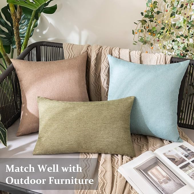 MIULEE Pack of 2 Decorative Outdoor Solid Waterproof Throw Pillow Covers Faux - Image 3