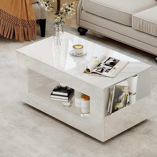 39" High Gloss Wood Coffee Table by Unknown