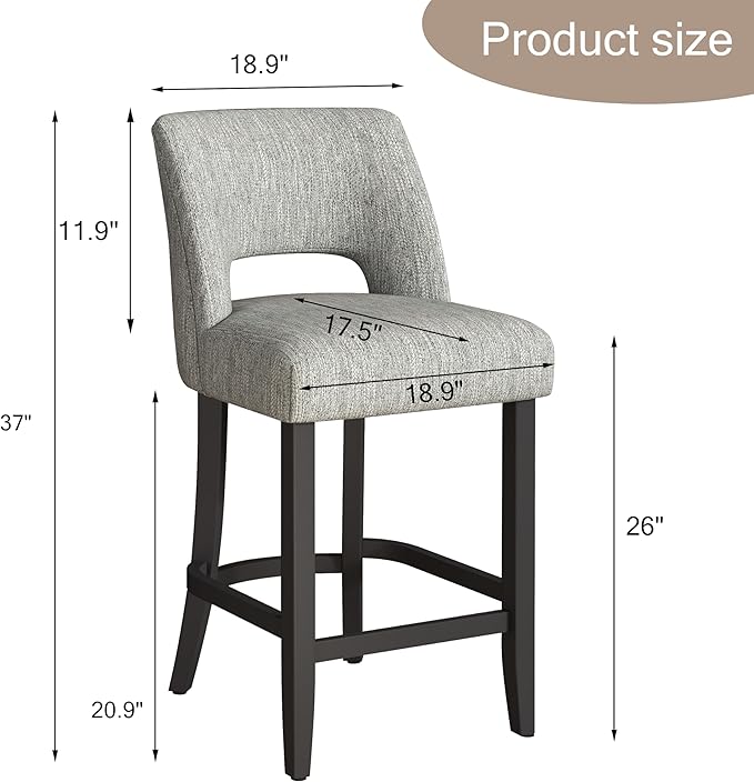 VKNOW Bar Stools Set of 6, Modern Counter Stools - Image 2
