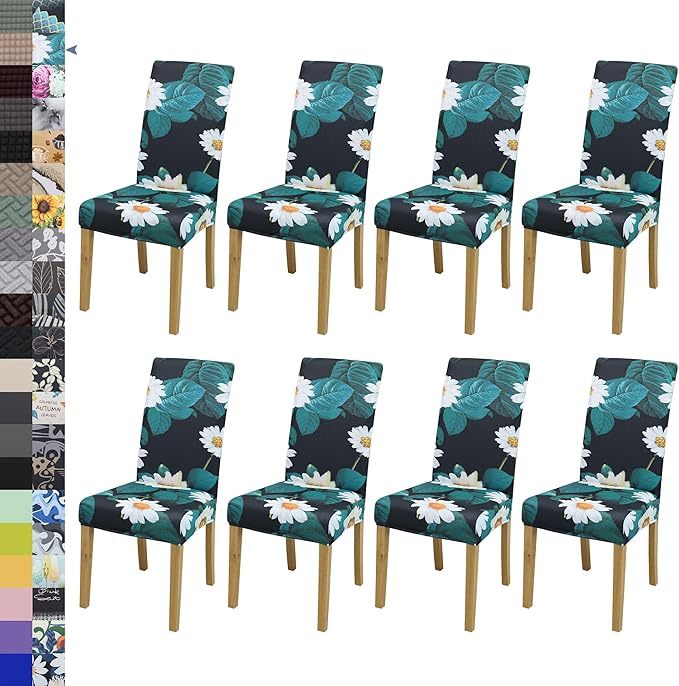 BIETYONE Stretch Dining Chair Covers Set of 8, Soft Removable Washable Kitchen by BIETYONE