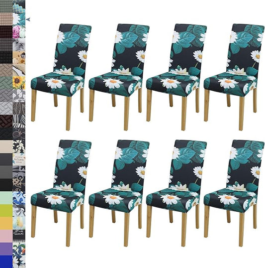 BIETYONE Stretch Dining Chair Covers Set of 8, Soft Removable Washable Kitchen by BIETYONE