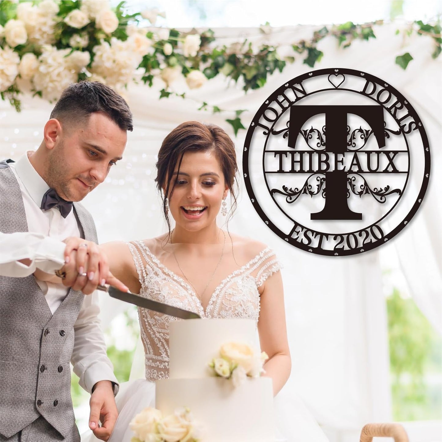 Split Letter Metal Monogram, Custom Last Name and Date Sign, Split Letter Name Signs, Personalized Last Name Sign, Metal Family Name Sign, Door Hanger, Outdoor Metal Sign, Wedding Gift