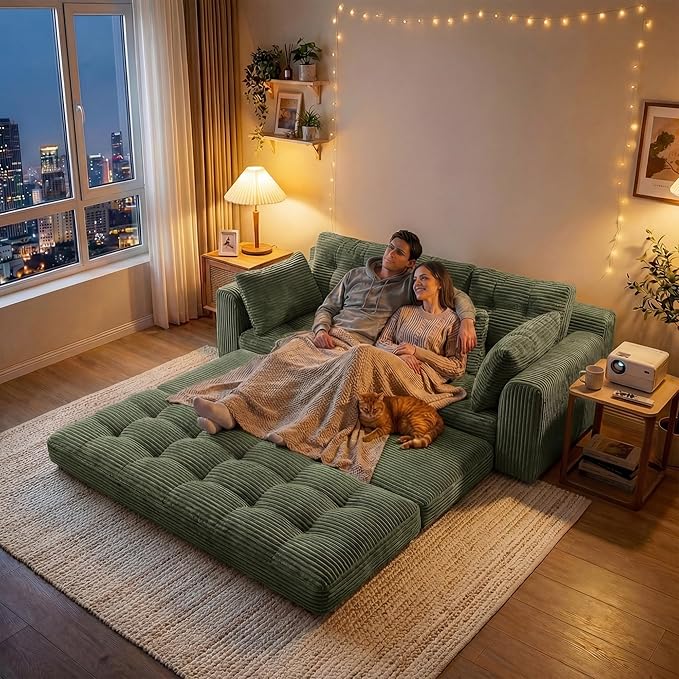 Homkdom 3 Seater Convertible Folding Sofa Bed, Pull Out Sleeper Sofa - Image 2