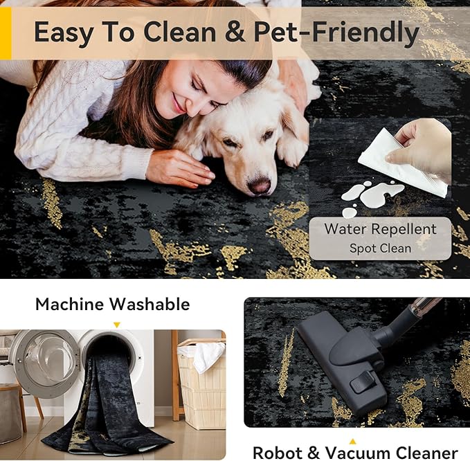 RELEANY Washable Area Rugs 8ft Non-Slip Modern Abstract Soft - Image 4