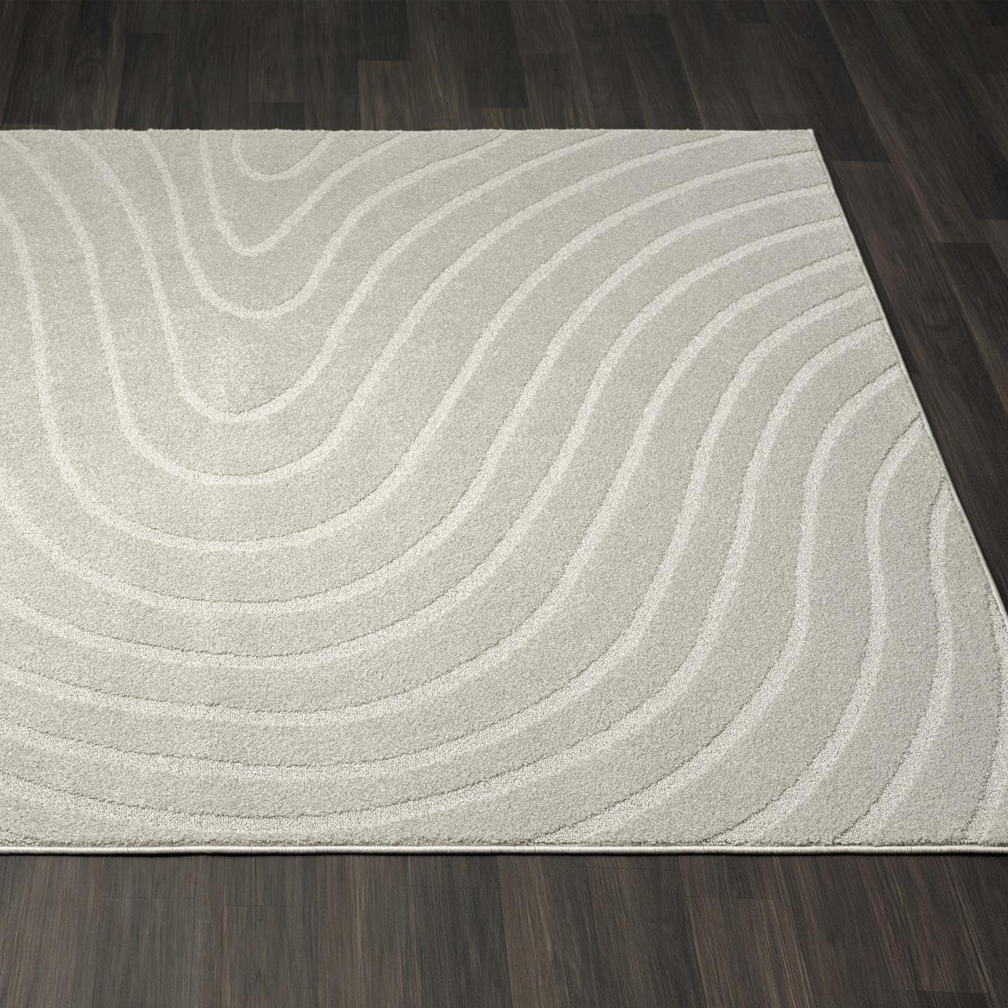 LUXE WEAVERS Modern Geometric Wave Gray 5x7 Area Rug