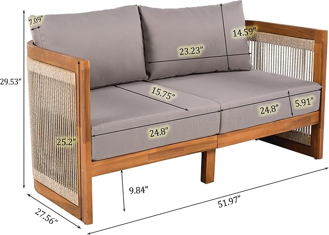 VilroCaz 4-Piece Patio Conversation Set, All Weather Sectional Sofa Set w/ 2 - Image 4