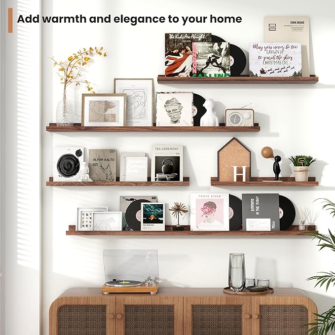 Fun Memories Picture Ledge Shelves Set of 2, 55 Inch Rustic Wall Mounted - Image 7