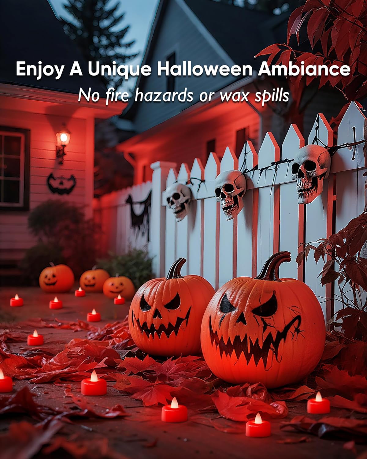 Amagic 24 Pack Red Flameless LED Tea Lights Candles Battery Operated, Electric Fake Tealight Candles for Votive, Wedding, Table Centerpiece, Party, Aniversary, Proposal, Halloween, Christmas