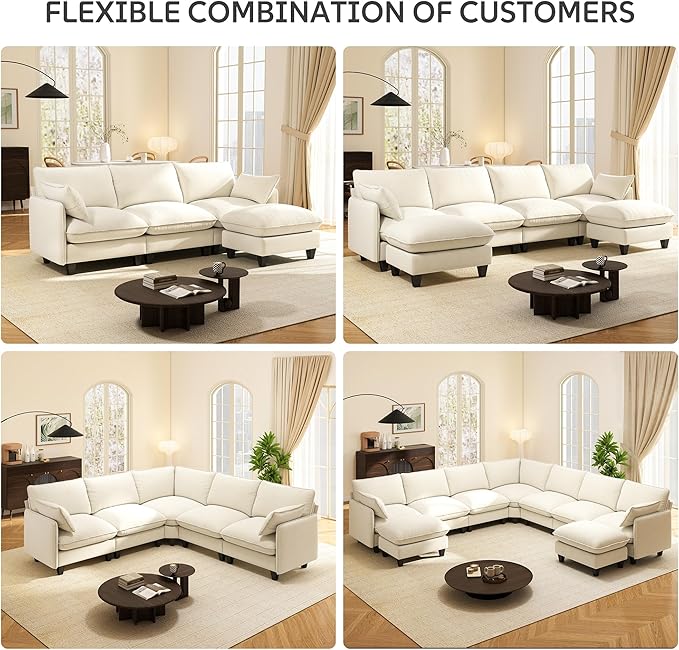 Ihanherry 107" Oversized V-Shaped Modular Sectional Sofa, Cloud Couch - Image 8