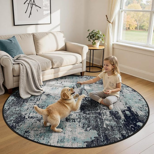 RELEANY Washable Area Rugs 6ft Non-Slip Modern Abstract Soft by RELEANY