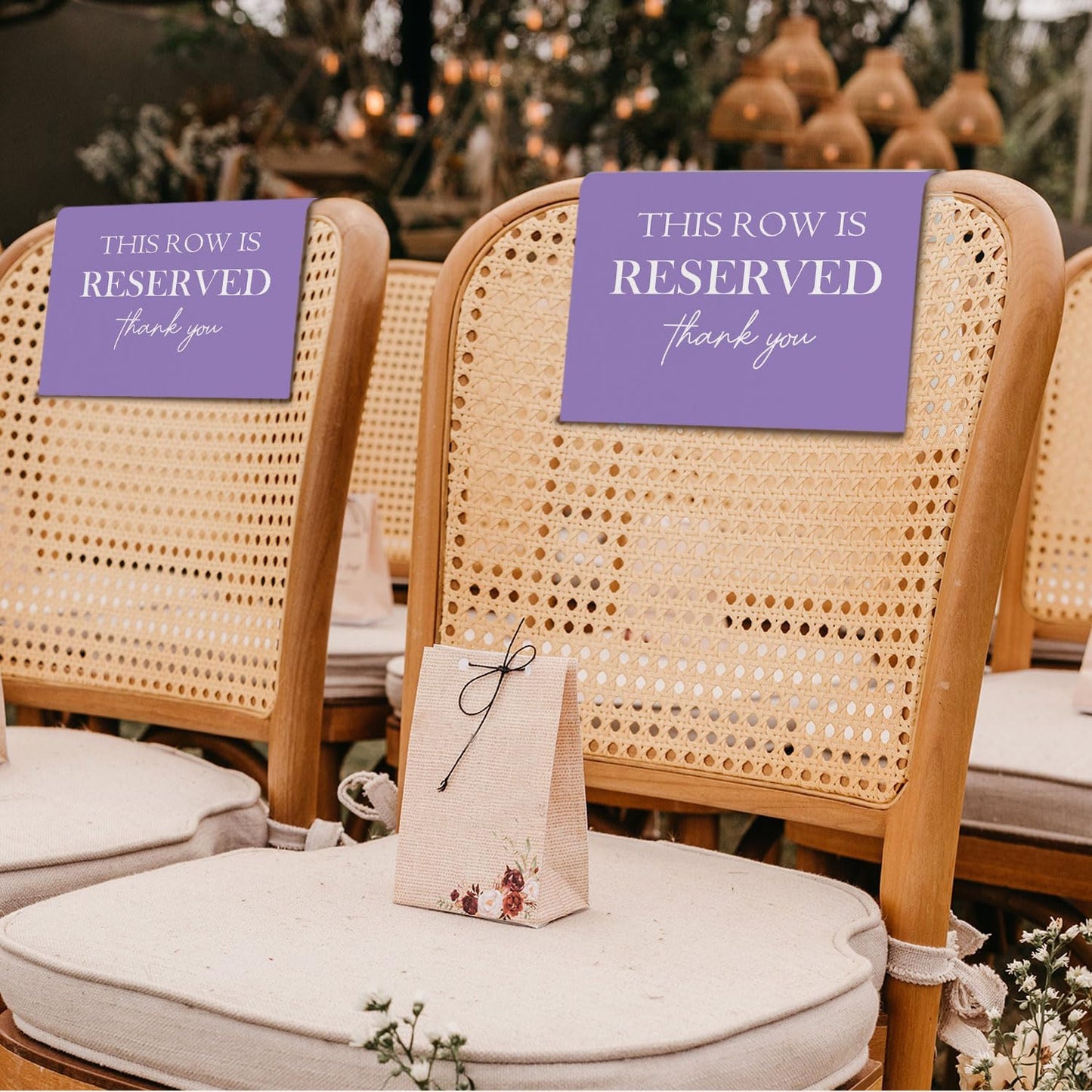 Reserved Seating Chair Signs, This Row Is Reserved Pew Cloths Seating Placeholder for Church Pews, Purple Wedding Decorations for Reception Parties Celebrations Event (Purple, 4 PCS)