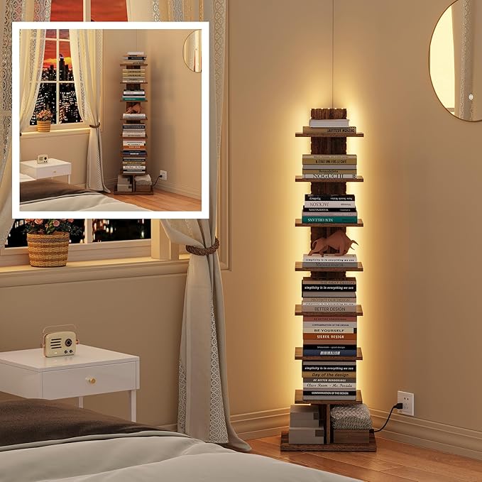 TUTOTAK Narrow Bookshelf, 8-Tier Bookcase - Image 8
