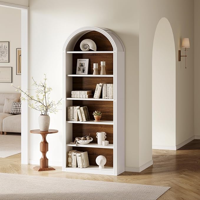 LITTLE TREE 6-Tier Bookcase, Large Freestanding Wooden Open Bookcase Bookshelf - Image 2
