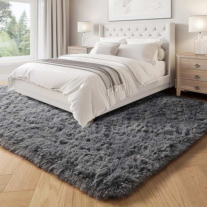 PAGISOFE Plush Area Rugs for Living Room 6x9 Ft, Ultra Soft Shaggy Grey Rugs - Image 8