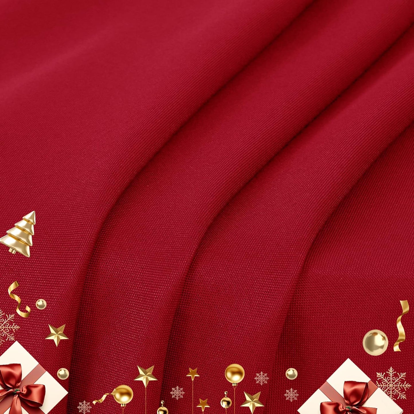 sancua 6 Pack Christmas Red Round Tablecloth 90 Inch, Stain and Wrinkle Resistant Table Cloth - Washable Polyester Decorative Fabric Table Cover for Dining Tables, Buffet Parties and Camping