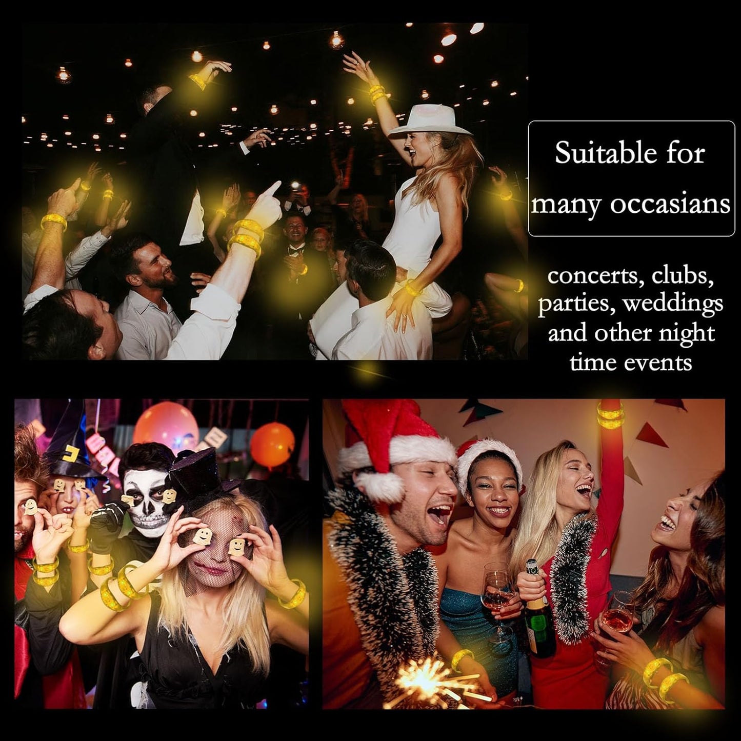 100 Pcs LED Bracelets Sound Activated with Flashing LED Strobe Music Control Light Up Bracelets for Rave, Game Prizes, Birthday Party Favor,Valentine's Day gift