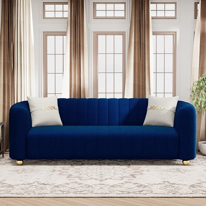 KEAI 83.46" Velvet Couch for Living Room Large Modern Sofa - Image 3