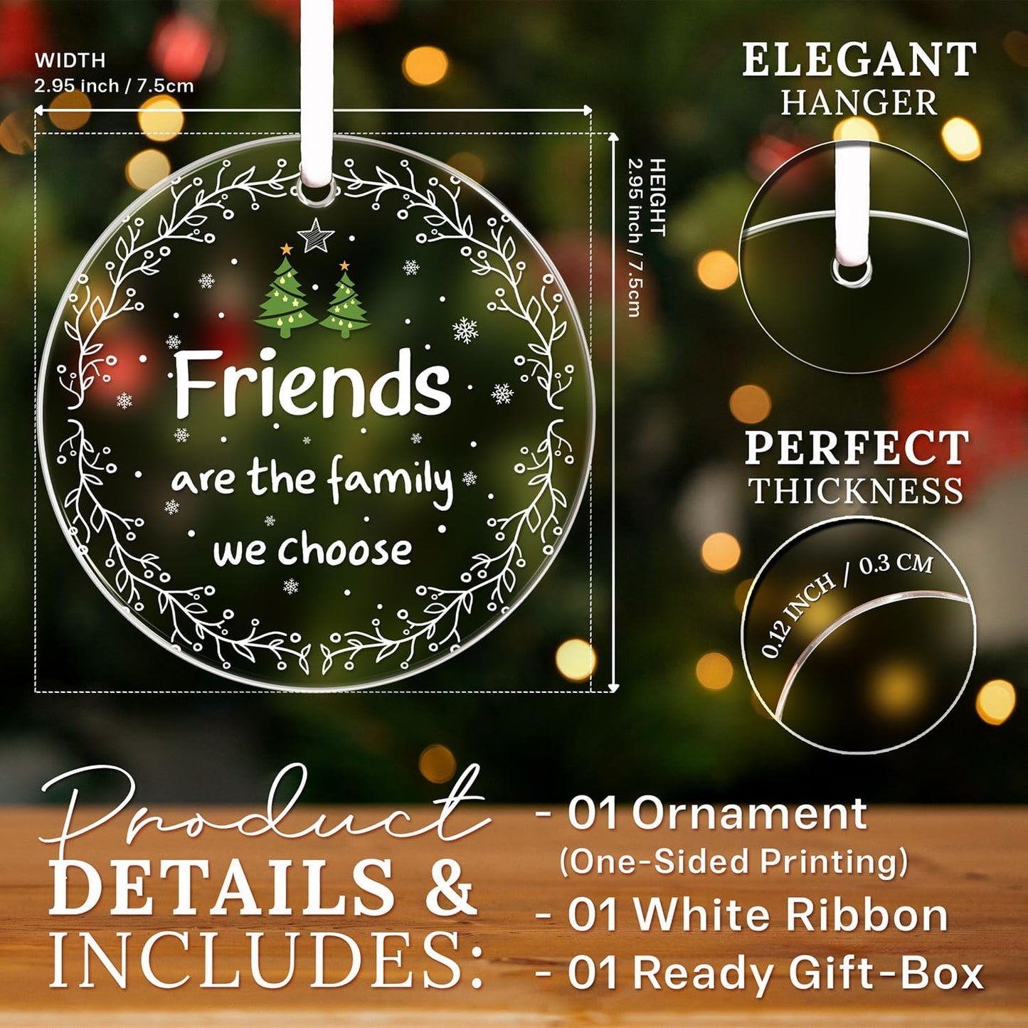 HEXMOZ Best Friend Ornaments for Women - Friends Christmas Ornaments Gifts - Friendship Gifts for Friend Female, BFFs, Besties, Soul Sisters, Friends Group Keepsake Christmas Tree Decoration