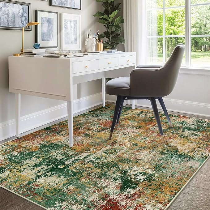 RELEANY Washable Area Rugs 9'x12' Non-Slip Modern Abstract Soft - Image 3