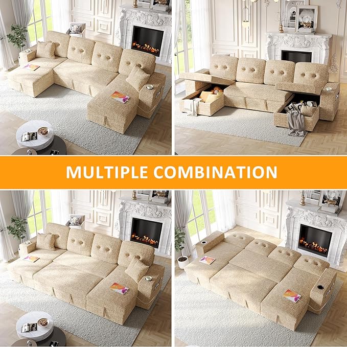 Modular Sectional Sleeper Sofa Bed, Couches - Image 7