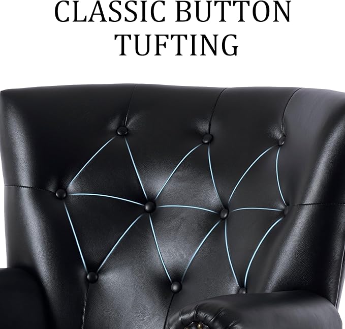 Modern Faux Leather Accent Chair, Upholstered Mid-Century Armchair - Image 6