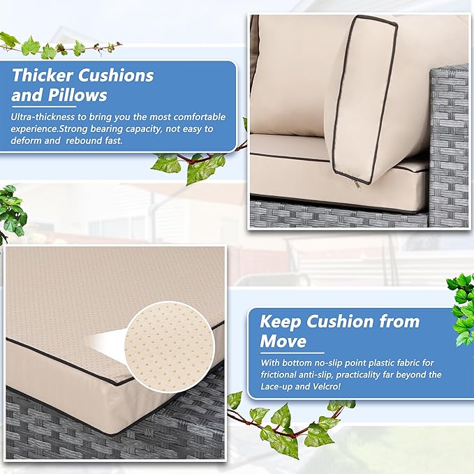 Patio Furniture Sets, 5 Piece Outdoor Sectional Sofas, Wicker Rattan Outdoor - Image 5