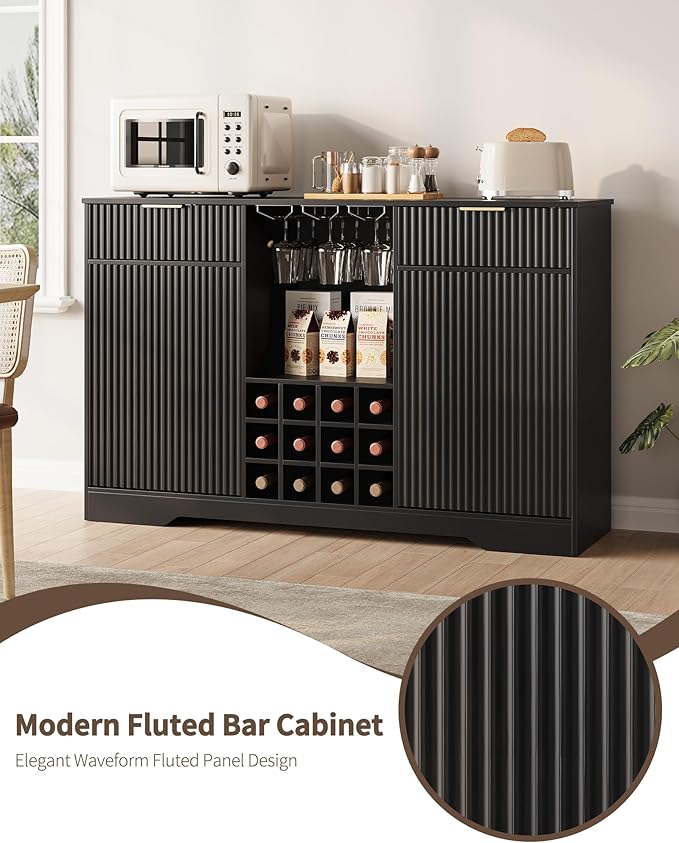 55" Fluted Wine Bar Cabinet - Image 3