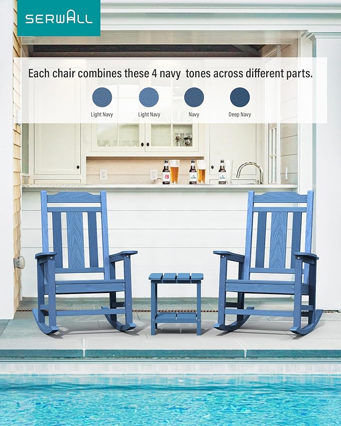 SERWALL Oversized Outdoor Rocking Chair Set of 4, All Weather Patio Rocking - Image 2