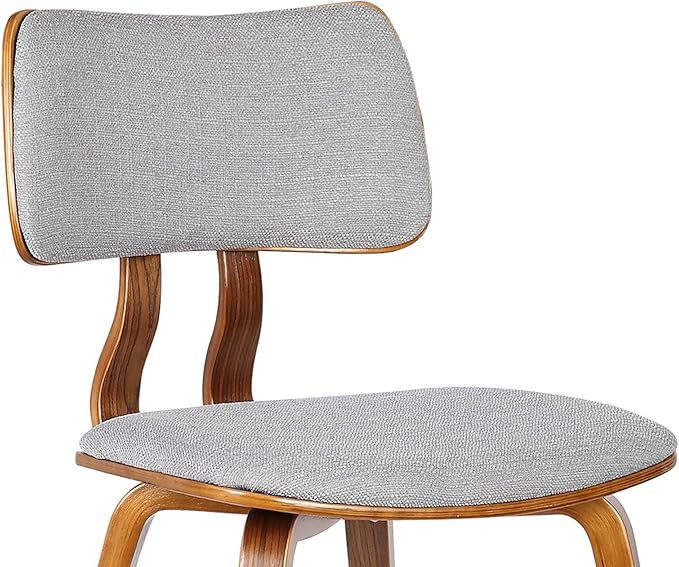 Armen Living Jaguar Mid-Century Dining Chair in Walnut Wood and Gray Fabric - Image 7