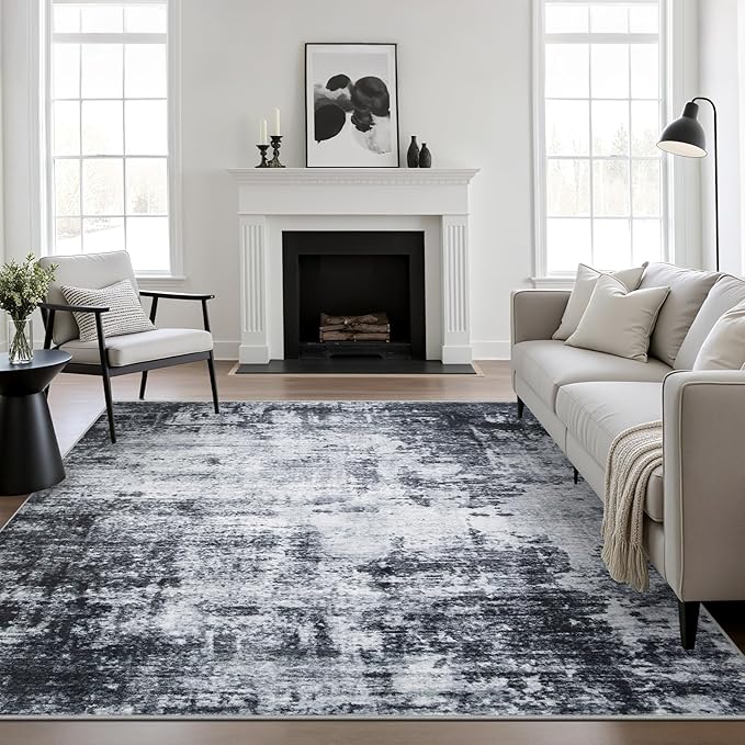 8x8 Area Rug Living Room Rug: Washable Modern Abstract Soft Thin Rug Indoor by FXRHLP