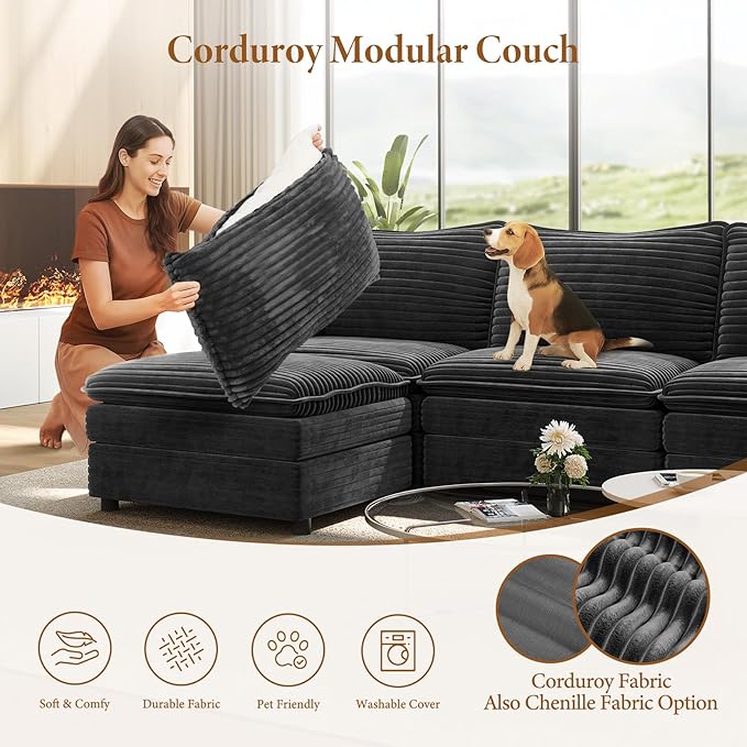 Vesgantti 108" Cloud Couch for Living Room, t6 Seats Deep Seat Sectional - Image 6