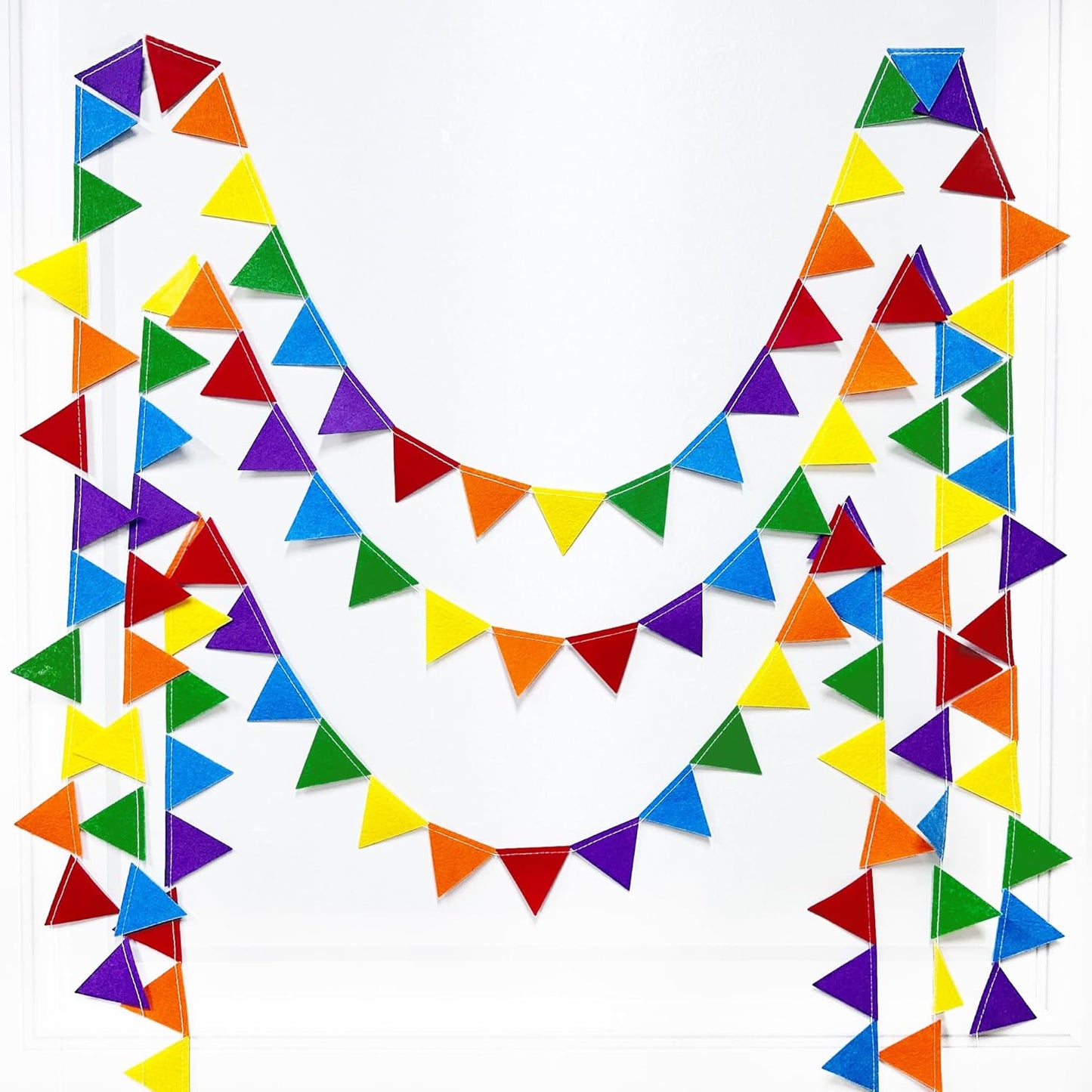 pinkblume Rainbow Party Decorations Colorful Felt Hanging Triangle Mini Bunting Pennant Banner Flag for Birthday Wedding Baby Shower Engagement Carnival Fiesta Festival Party Classroom Nursery Decor