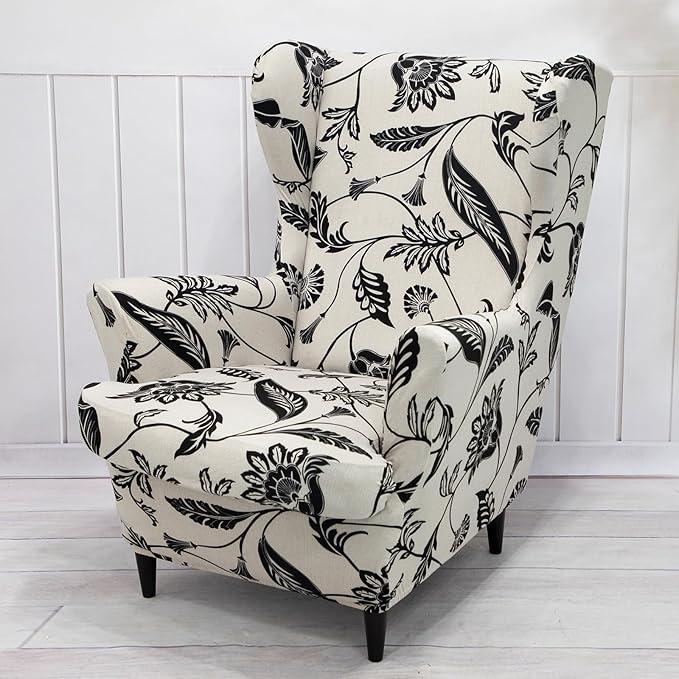 HAOYONG Wing Chair Slipcovers Printed Wingback Chair Covers 2 Pieces Wingback - Image 2