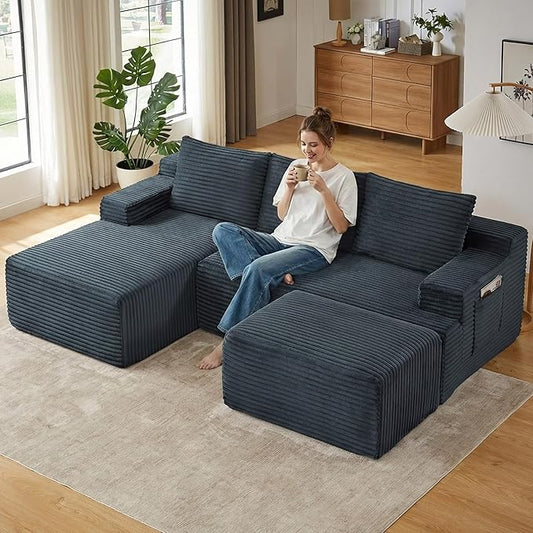 96" Cloud Sectional Couch U-Shaped Chaise by ODUWA