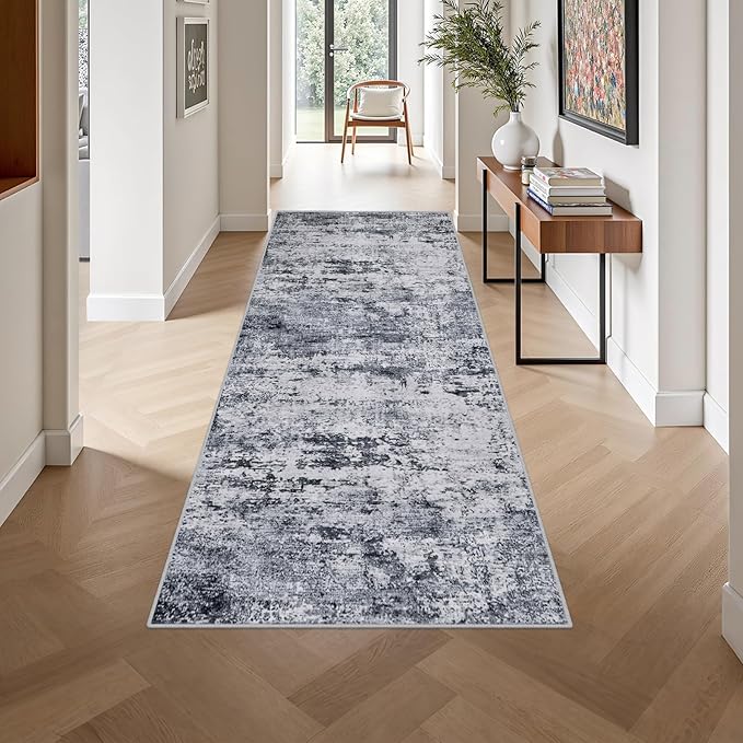 Washable Area Rug 3x8 Entryway Rug: Washable Modern Abstract Soft Thin Rug - Image 4