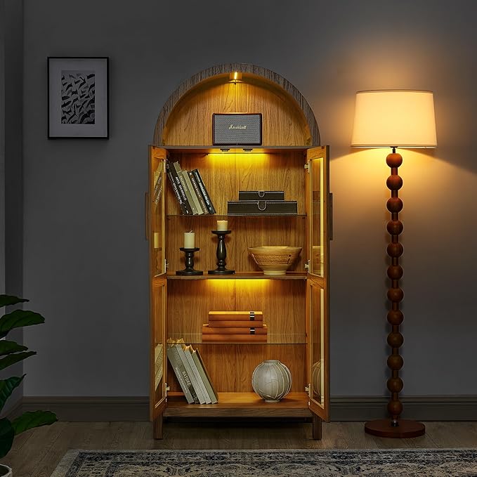 67" Tall Display Cabinet with Glass Doors, Glass Display Case Storage Cabinets - Image 3