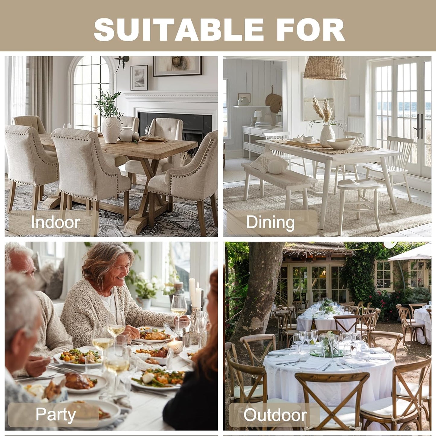 Hiasan Faux Linen Square Tablecloth - Wrinkle and Stain Resistant Washable Table Cloth for Kitchen Dining Room Holiday Table Cover for Party Dinner, Stone, 60 x 60 Inch