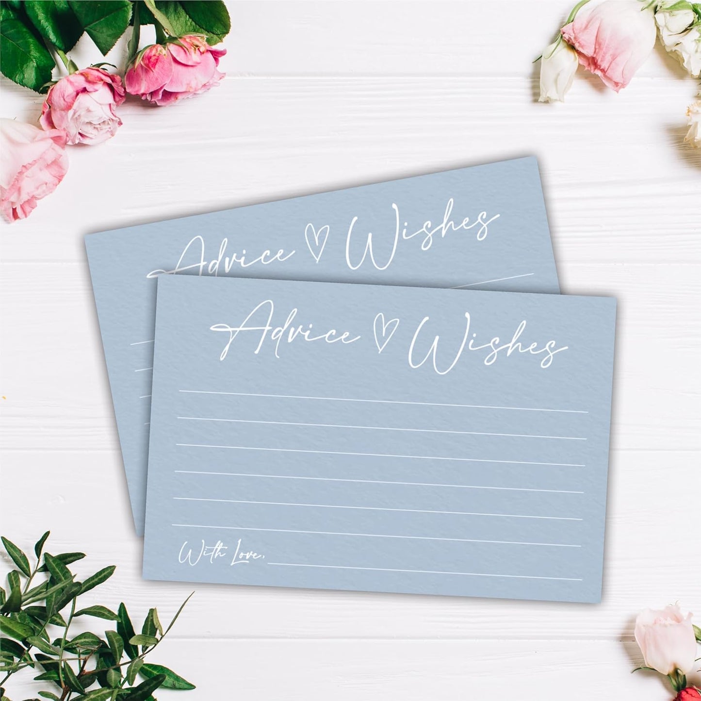 Advice And Wishes Cards, 30 Minimalism Blue Wishes Cards For Wedding, Bridal Shower, Advice And Wishes For The Mr And Mrs, Baby Shower, Graduation, Retirement, Anniversary, Party Favor- A03
