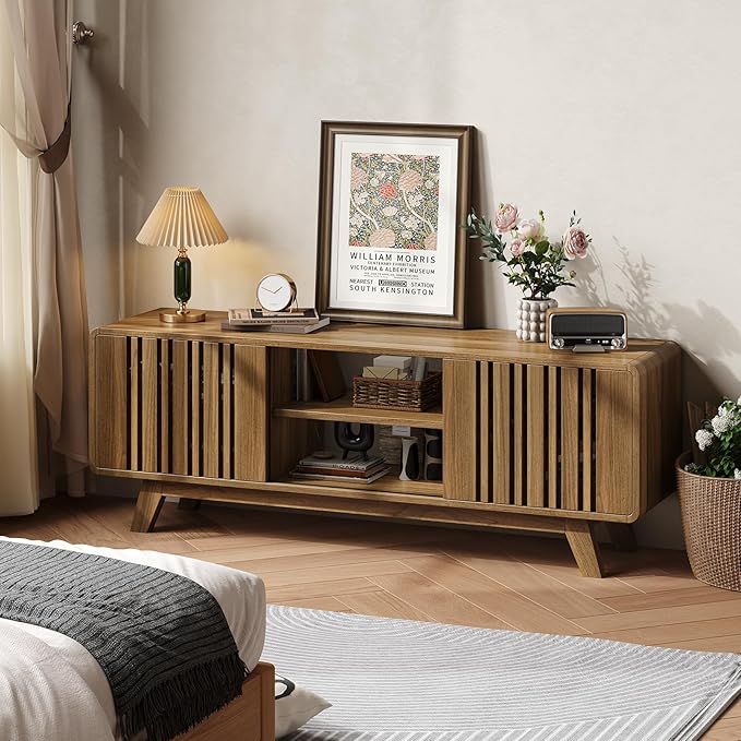 ONBRILL 63-Inch TV Stand for TVs up to 75 Inch, Mid-Century Modern Television - Image 8